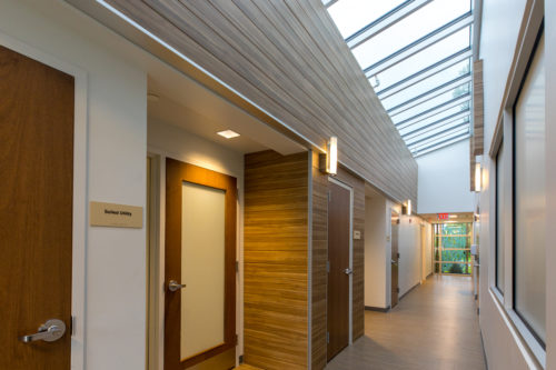 Interior hallway of a 6500 sq. ft modular building used for healthcare
